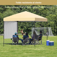 Garvee Toldo Plegable de 1,8 x 1,8 m con Estructura de Aluminio y Lona Oxford 150D Impermeable, Montaje Rápido sin Herramientas, para Jardín y Eventos, Caqui