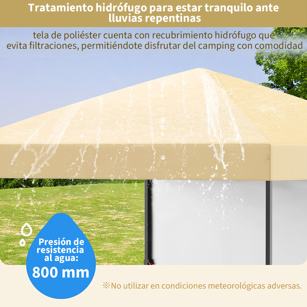 Garvee Toldo Plegable de 1,8 x 1,8 m con Estructura de Aluminio y Lona Oxford 150D Impermeable, Montaje Rápido sin Herramientas, para Jardín y Eventos, Caqui