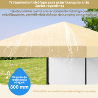 Garvee Toldo Plegable de 1,8 x 1,8 m con Estructura de Aluminio y Lona Oxford 150D Impermeable, Montaje Rápido sin Herramientas, para Jardín y Eventos, Caqui