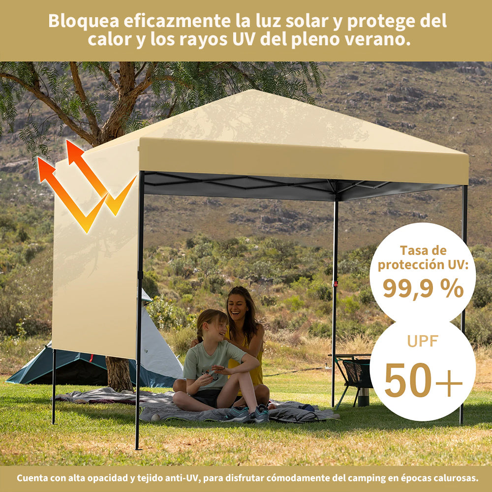 Garvee Toldo Plegable de 1,8 x 1,8 m con Estructura de Aluminio y Lona Oxford 150D Impermeable, Montaje Rápido sin Herramientas, para Jardín y Eventos, Caqui