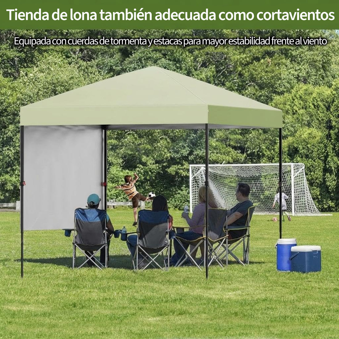 Garvee Carpa Pabellón de Jardín Plegable 2.2x2.2m con Paredes Laterales Impermeable UV Altura Ajustable Verde Claro
