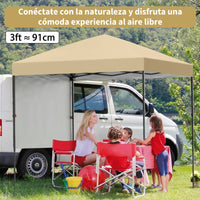 Garvee Pabellón de Jardín Plegable de 2,2 x 2,2 m con Laterales Desmontables, Tela Oxford Impermeable y Protección UV, Montaje One-Touch, Beige