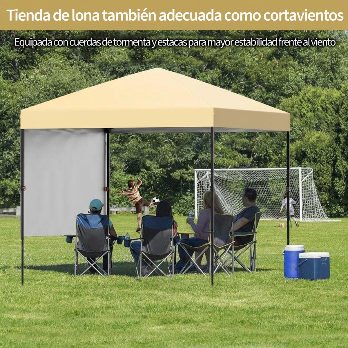 Garvee Pabellón de Jardín Plegable de 2,2 x 2,2 m con Laterales Desmontables, Tela Oxford Impermeable y Protección UV, Montaje One-Touch, Beige