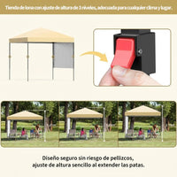 Garvee Pabellón de Jardín Plegable de 2,2 x 2,2 m con Laterales Desmontables, Tela Oxford Impermeable y Protección UV, Montaje One-Touch, Beige