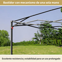 Garvee Pabellón de Jardín Plegable de 2,2 x 2,2 m con Laterales Desmontables, Tela Oxford Impermeable y Protección UV, Montaje One-Touch, Beige