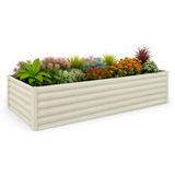Garvee Cama de Jardín Elevada de Acero Galvanizado de 180x90x60 cm con Profundidad de 61 cm y Refuerzo Estructural para Flores y Verduras en Exterior, Beige - Beige