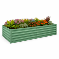 Garvee Cama de Jardín Elevada Rectangular de Acero Galvanizado Resistente para Cultivo de Verduras y Flores en Patio Exterior 180x90x60cm Verde