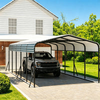 Garvee Carport 12x24 Acero Galvanizado Resistente Viento 100 MPH Cubierta Metálica Gris Para Coches Y Barcos