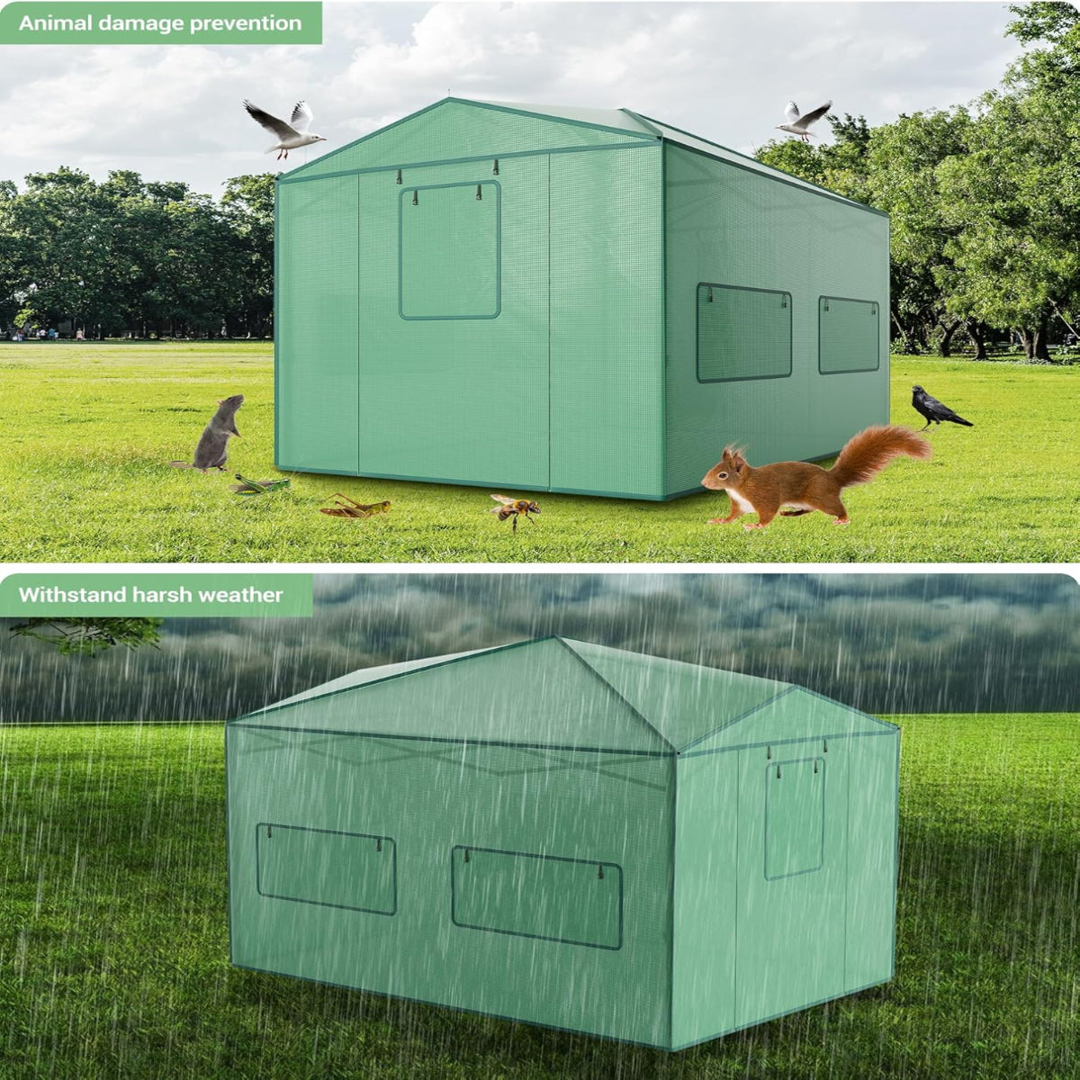 Garvee Invernadero Plegable de Jardín 180x240 cm Caseta de Cultivo con Ventanas de Malla Transparente