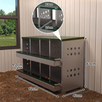 Garvee Ponedero y Caja de Anidación para Gallinas de 2 Pisos - 8 Compartimentos de Acero Galvanizado, Bandeja de Recolección con 8 Huevos Falsos (Verde Oscuro)