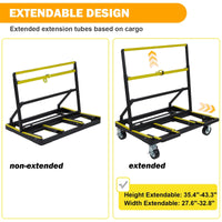 Garvee Carro Plegable de Transporte para Paneles de Vidrio, Madera y Pladur, Capacidad 816 kg, Estructura de Acero con Ruedas Giratorias y Frenos, Altura Ajustable