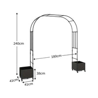 Garvee Arco de Jardín con Jardinera y Ruedas 220x240 cm, Set de Cama de Cultivo Profunda con Enrejado para Plantas Trepadoras, PP Resistente, Negro