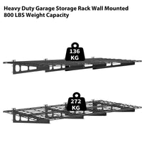Garvee Estante de Pared para Garaje Set de 2 Piezas de 61x183 cm Organizador Metálico de Almacenamiento Resistente para Taller y Sótano con Ganchos Capacidad de 272 kg, Negro