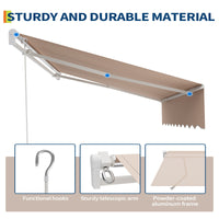 Garvee Toldo Retráctil Manual 300x240 cm para Patio y Terraza, Marco de Aluminio, Lona Impermeable 280g/m² con Protección UV50+ y Manivela, Caqui