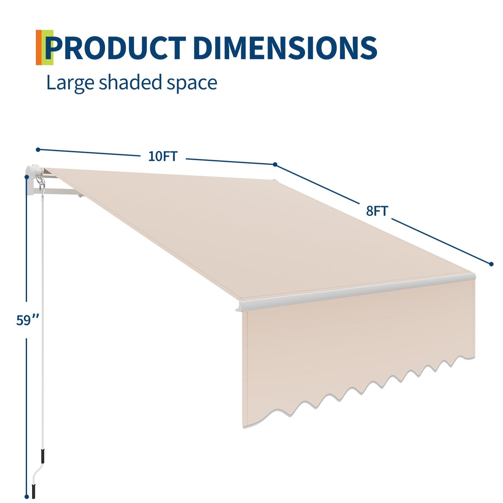 Garvee Toldo Retráctil Manual 300x240 cm para Patio y Terraza, Marco de Aluminio, Lona Impermeable 280g/m² con Protección UV50+ y Manivela, Caqui