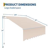 Garvee Toldo Retráctil Manual 300x240 cm para Patio y Terraza, Marco de Aluminio, Lona Impermeable 280g/m² con Protección UV50+ y Manivela, Caqui