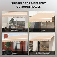 Garvee Toldo Retráctil Manual 300x240 cm para Patio y Terraza, Marco de Aluminio, Lona Impermeable 280g/m² con Protección UV50+ y Manivela, Caqui