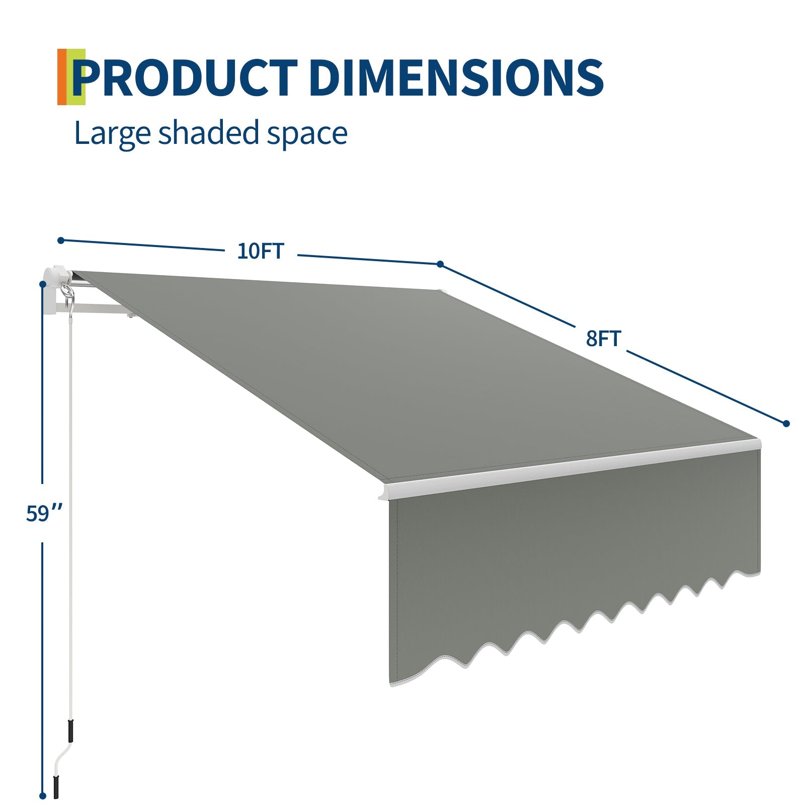 Garvee Toldo Retráctil Manual 3x2.5m para Terraza y Jardín, Toldo Exterior Impermeable con Protección UV y Manivela, Aluminio Reforzado Color Gris