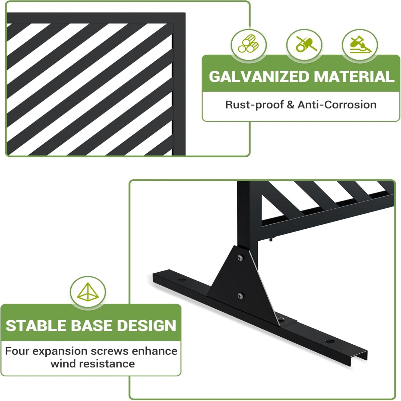 Garvee Pantalla de Privacidad Metálica para Exterior 180x90 cm Panel Separador de Ambientes Antióxido Jardín y Balcón Negro