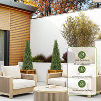 Garvee Set de 2 Árboles Artificiales de Ciprés de 152,4 cm, Plantas Falsas de PE con Protección UV y Maceta Base para Decoración de Exterior e Interior, Verde Natural