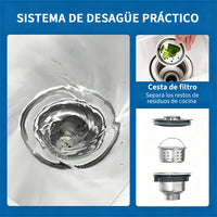 Garvee Fregadero Doble Independiente de Acero Inoxidable 201, 83x45x76 cm, con Grifo Integrado, para Cocina, Lavandería y Taller,Plata