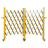 Garvee Barricada Metálica Móvil Extensible 5.1m x 103cm con Ruedas Valla de Seguridad Plegable para Obras y Eventos Acero - Amarillo & Negro