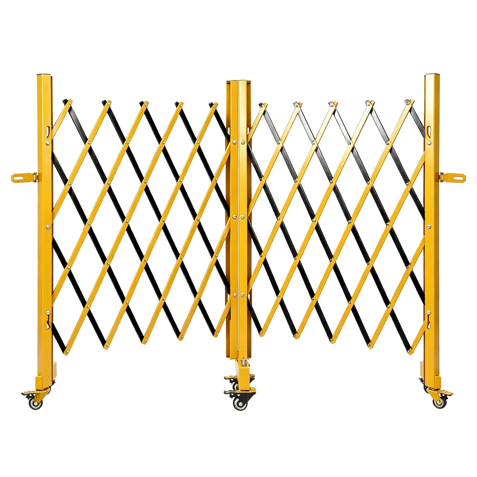 Garvee Barricada Metálica Móvil Extensible 5.1m x 103cm con Ruedas Valla de Seguridad Plegable para Obras y Eventos Acero