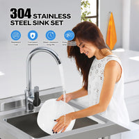 Garvee Fregadero Utilitario de Acero Inoxidable 201 de 50x50x80 cm Fregadero de un Seno Independiente con Grifo y Estructura Abierta Sin Estante para Cocina, Garaje y Taller, Plata