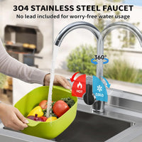 Garvee Fregadero Utilitario de Acero Inoxidable 201 de 50x50x80 cm Fregadero de un Seno Independiente con Grifo y Estructura Abierta Sin Estante para Cocina, Garaje y Taller, Plata
