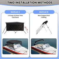 Garvee Toldo Bimini para Barco de 3 Arcos, Lona Marina 600D Impermeable con Cortinas Laterales Desmontables y Funda de Almacenamiento, Negro