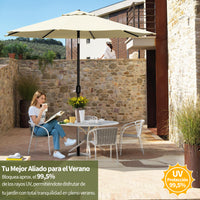 Garvee Sombrilla para Jardín de 2,15 m (7 ft), Parasol Inclinable de Hierro con Manivela y Protección UV, Color Beige