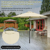 Garvee Sombrilla para Jardín de 2,15 m (7 ft), Parasol Inclinable de Hierro con Manivela y Protección UV, Color Beige