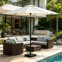 Garvee Sombrilla para Jardín de 2,15 m (7 ft), Parasol Inclinable de Hierro con Manivela y Protección UV, Color Beige