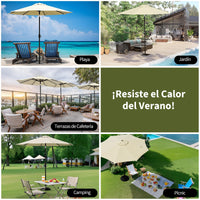 Garvee Sombrilla para Jardín de 2,15 m (7 ft), Parasol Inclinable de Hierro con Manivela y Protección UV, Color Beige