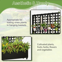 Garvee Pantalla de Privacidad para Balcón con Jardinera Metálica Elevada 3 Paneles Ruedas y Rayas Horizontales 183x120 cm Negro