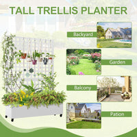 Garvee Maceta de Jardín con Trepadero Metálico Patrón de Hojas 3 Paneles Ajustables 120x40x180 cm Profundidad 30 cm Fácil Montaje para Jardín y Terraza Blanco