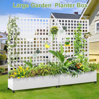 Garvee Maceta de Jardín con Trepadero Metálico Patrón de Hojas 3 Paneles Ajustables 120x40x180 cm Profundidad 30 cm Fácil Montaje para Jardín y Terraza Blanco