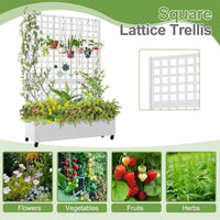 Garvee Maceta de Jardín con Trepadero Metálico Patrón de Hojas 3 Paneles Ajustables 120x40x180 cm Profundidad 30 cm Fácil Montaje para Jardín y Terraza Blanco