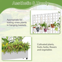Garvee Maceta de Jardín con Trepadero Metálico Patrón de Hojas 3 Paneles Ajustables 120x40x180 cm Profundidad 30 cm Fácil Montaje para Jardín y Terraza Blanco