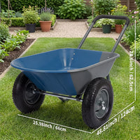 Garvee Carro de Jardín con Volquete de 272 kg (600 lbs), Carro Utilitario de Acero y Poliéster para Transporte y Playa, Remolque de Dos Ruedas