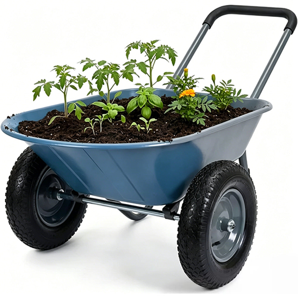 Garvee Carro de Jardín con Volquete de 272 kg (600 lbs), Carro Utilitario de Acero y Poliéster para Transporte y Playa, Remolque de Dos Ruedas
