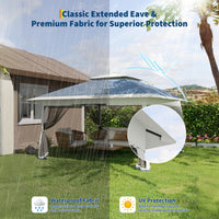 Garvee Cenador Plegable 3x3m con Mosquitera y Doble Techo, Carpa Pop-Up Impermeable UV50+ de Acero para Jardín y Terraza Azul Marino y Gris