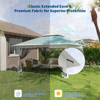 Garvee Cenador Plegable 3x3m con Mosquitera y Doble Techo, Carpa Pop-Up Impermeable UV50+ de Acero para Jardín y Terraza Azul Pastel y Gris