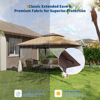Garvee Cenador Plegable 3x3m con Mosquitera y Doble Techo, Carpa Pop-Up Impermeable UV50+ de Acero para Jardín, Patio y Camping Khaki