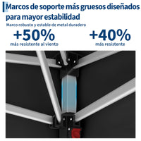 Garvee Pabellón Plegable de 3x6 m con 6 Paredes Laterales y Ventanas de Iglesia, Carpa Impermeable para Eventos y Jardín, Altura Ajustable de 3,2 m, Negro