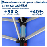 Garvee Pabellón Plegable de 3x6 m con 6 Paredes Laterales y Ventanas Catedral, Carpa Impermeable para Eventos y Jardín, Altura Ajustable de 320 cm, Azul