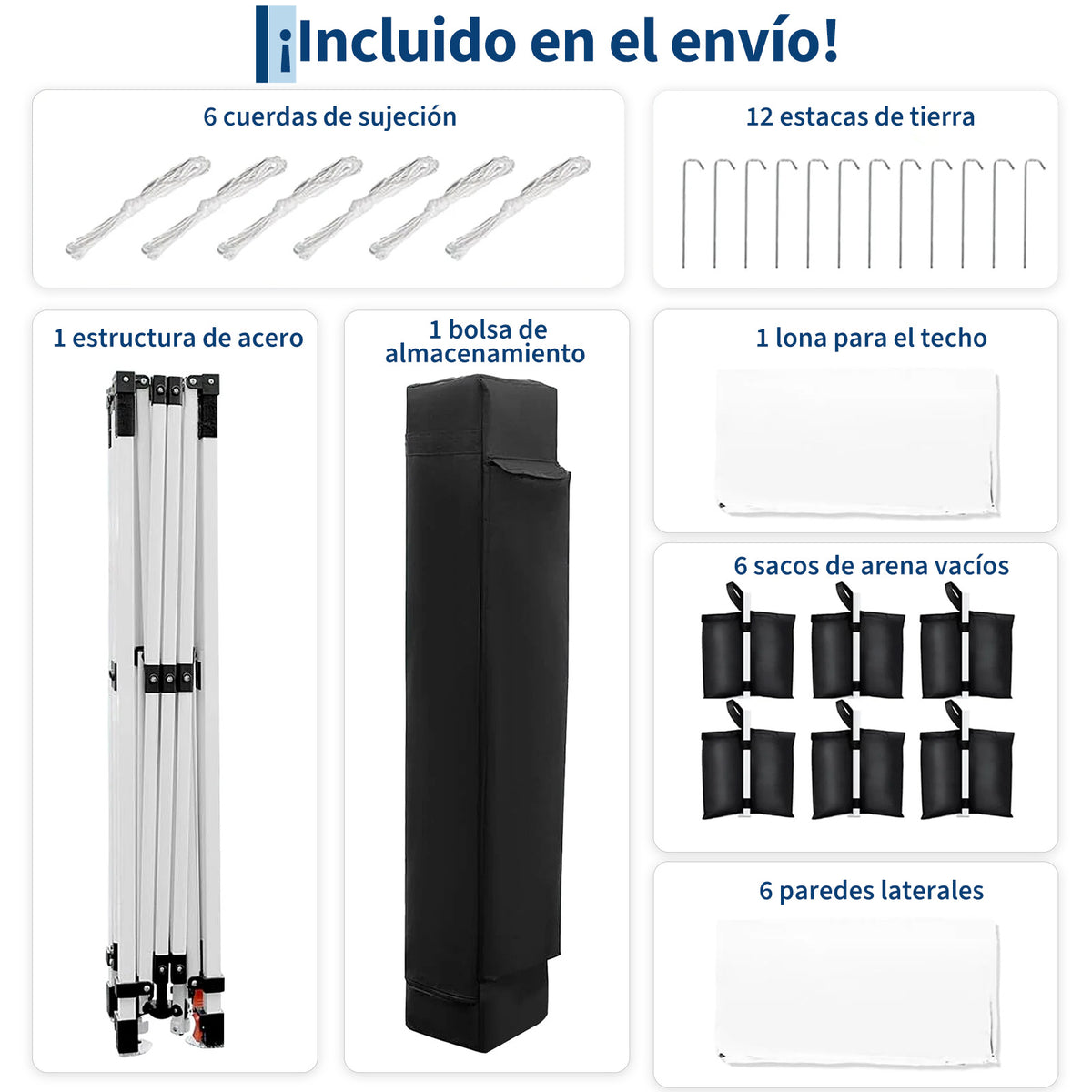 Garvee Pabellón Plegable de 3x6 m con 6 Paredes Laterales y Ventanas Catedral, Carpa Impermeable para Eventos y Jardín, Altura Ajustable de 3,2 m, Blanco