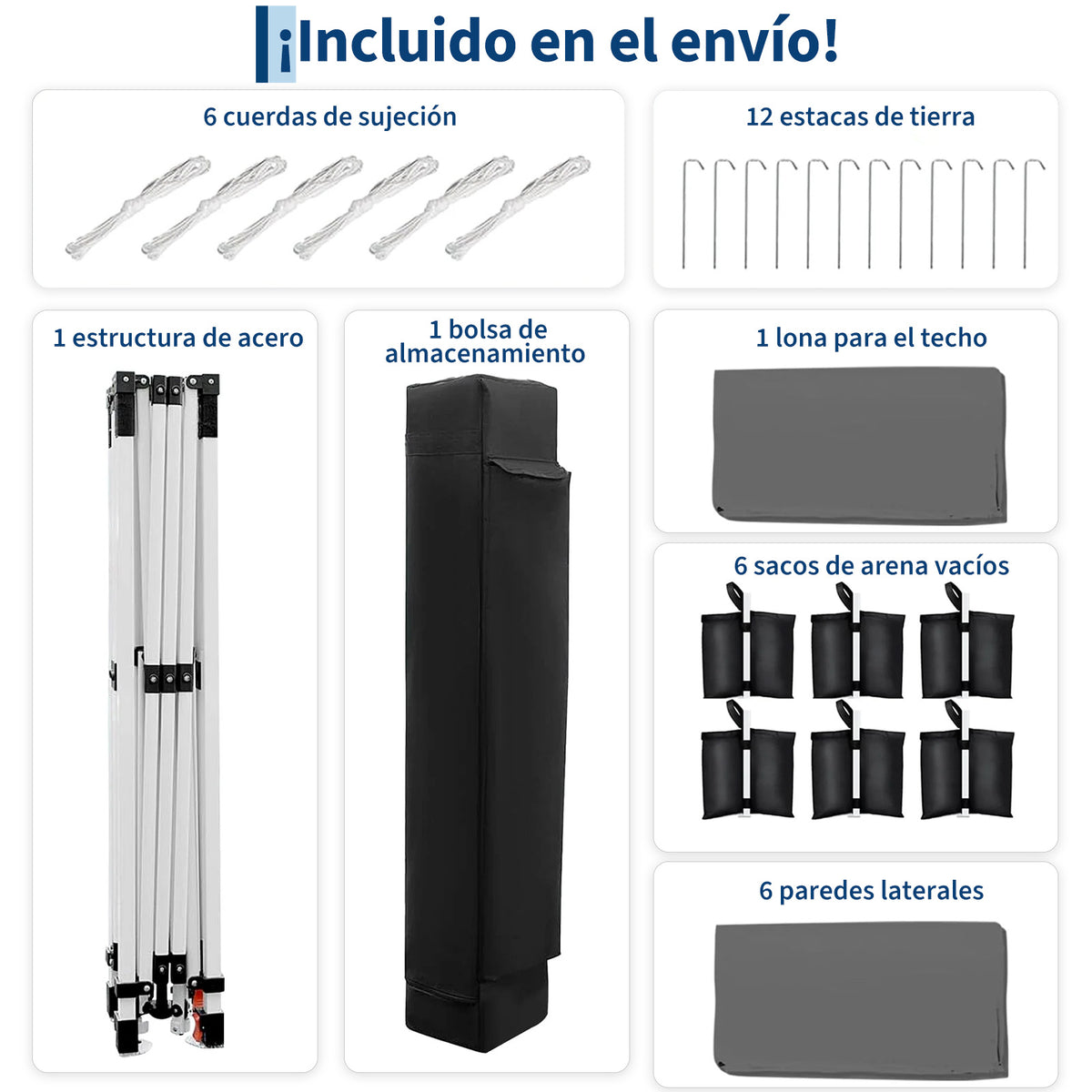 Garvee Carpa Plegable 3x6m Impermeable con 6 Paredes y Ventanas para Jardín, Eventos y Mercadillos - Gris