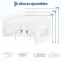 Garvee Pabellón Plegable de 3x6 m con 6 Paredes Laterales y Ventanas Catedral, Carpa Impermeable para Eventos y Jardín, Altura Ajustable de 3,2 m, Blanco