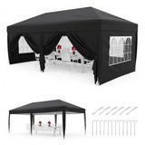 Garvee Pabellón Plegable de 3x6 m con 6 Paredes Laterales y Ventanas de Iglesia, Carpa Impermeable para Eventos y Jardín, Altura Ajustable de 3,2 m, Negro - Negro